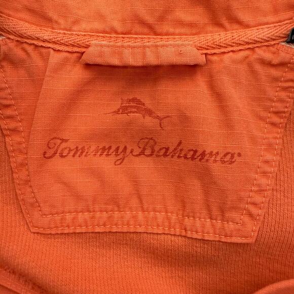 Tommy Bahama Relax Half Zip L/S Sweater Mens Large Orange Cotton Stretch Spring - Picture 8 of 9
